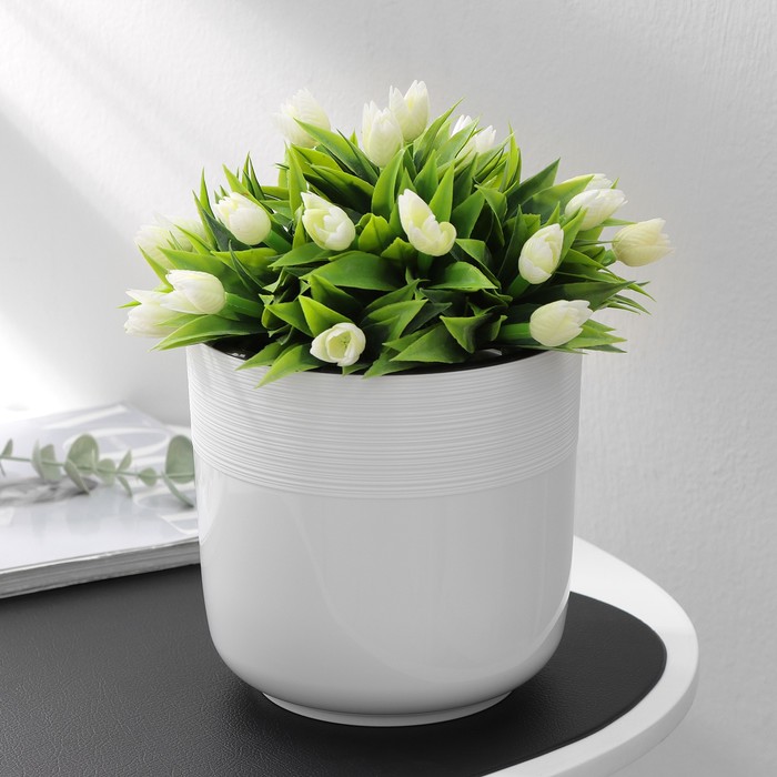 Кашпо для цветов со вставкой «Линель», 2.7 л, d=16 см, h=16 см, пластик, белое