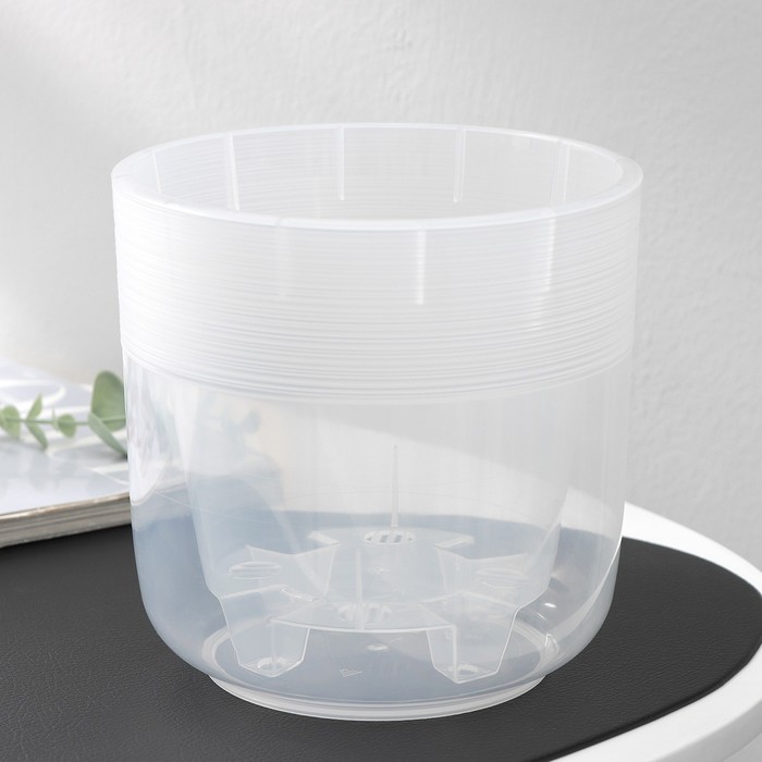 Кашпо для цветов со вставкой «Линель», 2.7 л, d=16 см, h=16 см, прозрачное - Фото 1