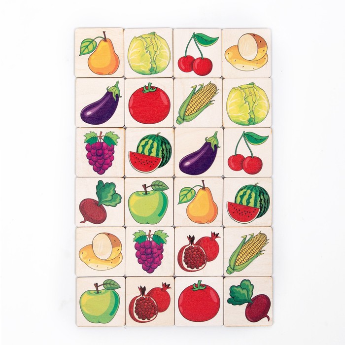 Мемори «Овощи и фрукты» 24 деревянных элемента - фото 1907492442