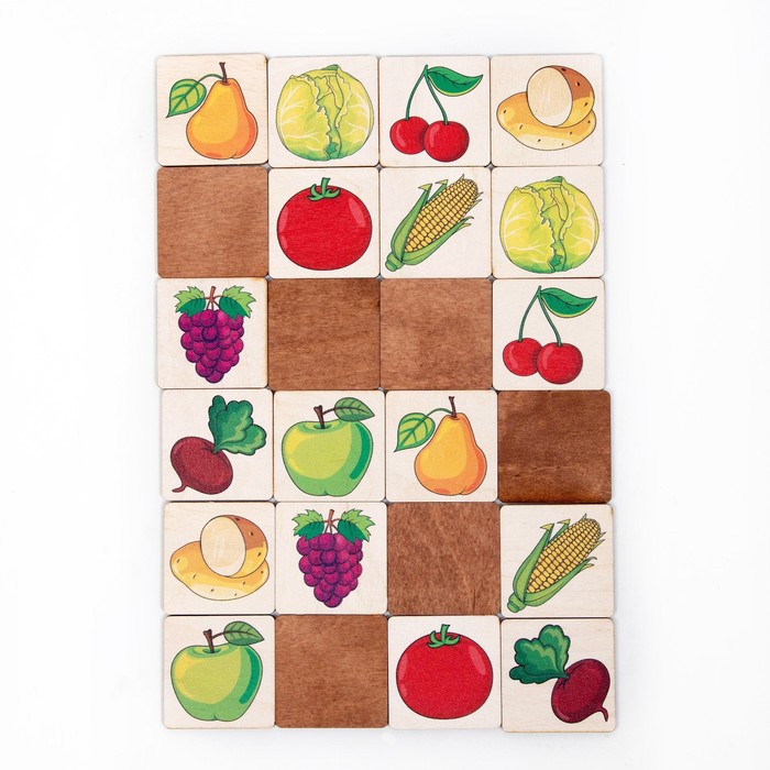 Мемори «Овощи и фрукты» 24 деревянных элемента - фото 1907492443