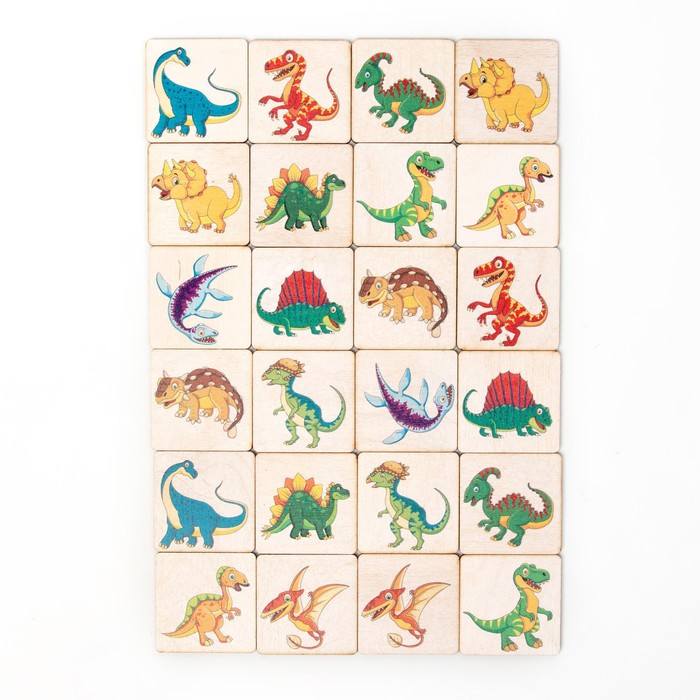 Мемори «Динозавры» 24 деревянных элемента - фото 1907492448