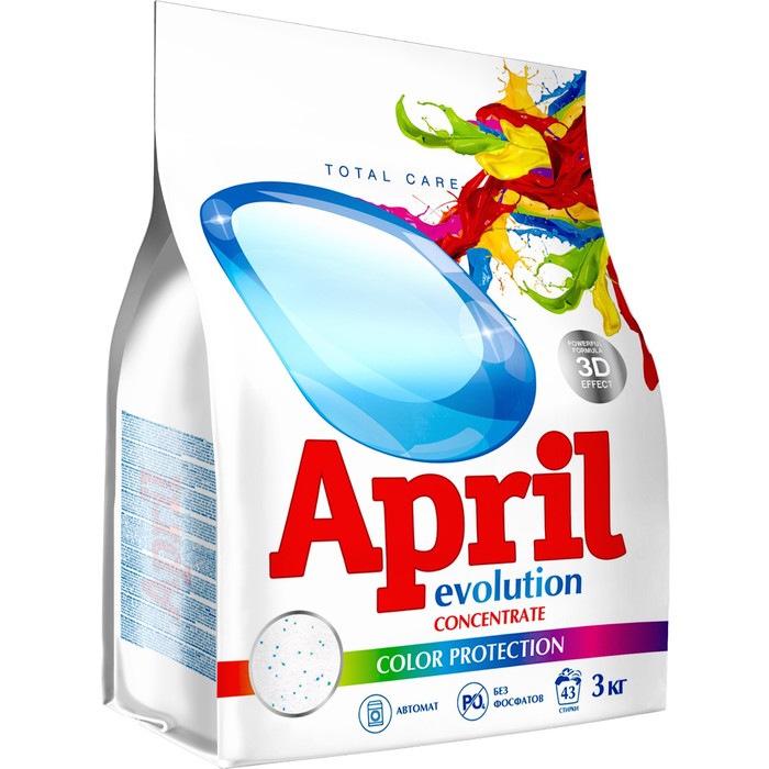 Стиральный порошок April Evolution, Color, Protection, автомат, для стирки цветного, 3 кг - Фото 1