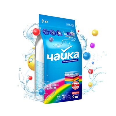 Стиральный порошок Чайка, «Северное сияние», автомат, для цветного белья, 9 кг