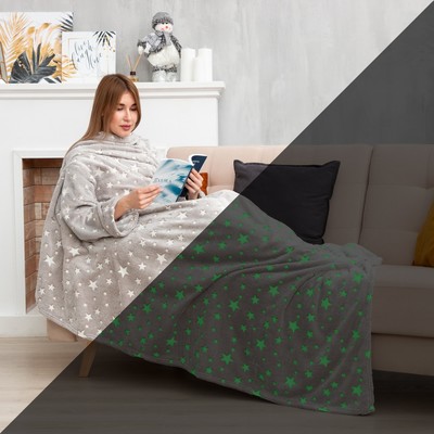 Плед с рукавами светящийся в темноте «Этель. Звезды», 150×200 см