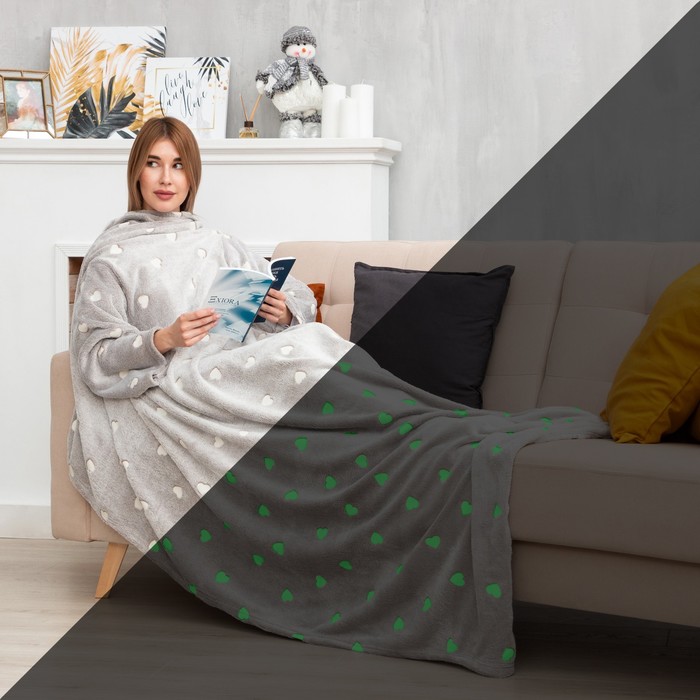 Плед с рукавами светящийся в темноте «Этель. Love», 150×200 см - Фото 1