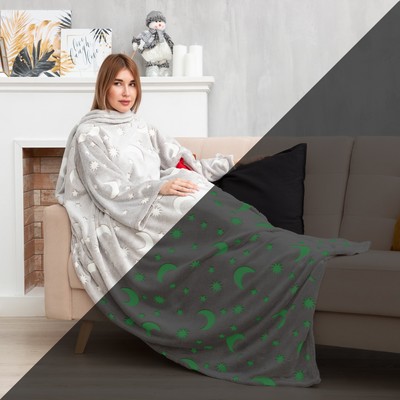 Плед с рукавами светящийся в темноте «Этель. Луна», 150×200 см