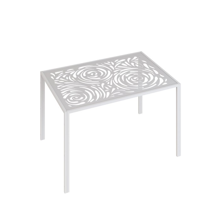 Обеденный стол «Роза», 1075 × 700 × 765 мм, металл белый, стекло, рисунок роза - Фото 1