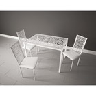 Обеденный стол «Роза», 1075 × 700 × 765 мм, металл белый, стекло, рисунок роза - Фото 2