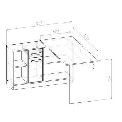 Стол письменный «СПЛ-1», 1350×1238×750 мм, цвет дуб сонома/белый глянец