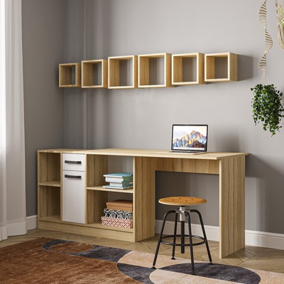 Стол письменный «СПЛ-1», 1350×1238×750 мм, цвет дуб сонома/белый глянец