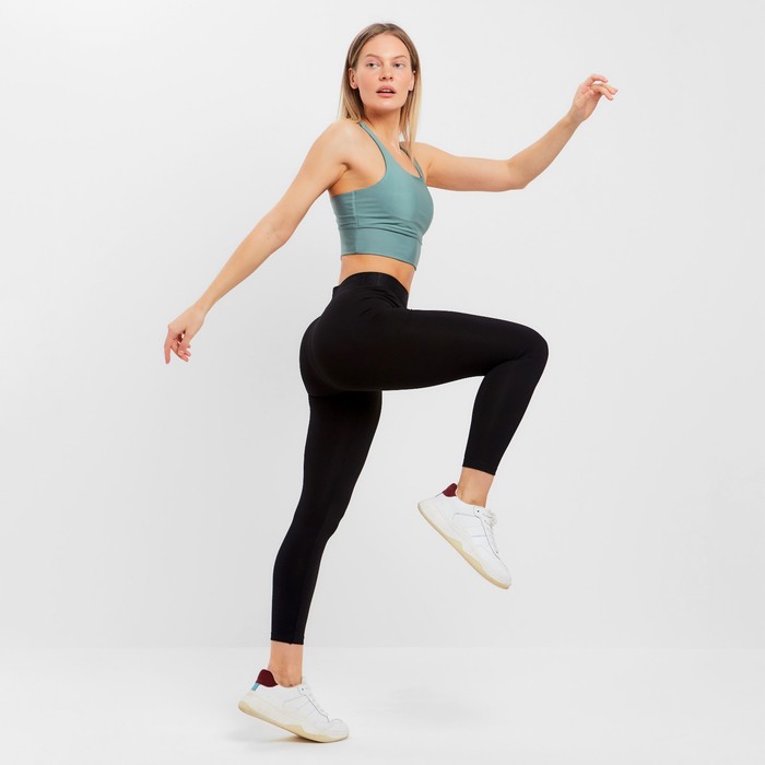 Леггинсы женские спортивные, цвет чёрный, размер 48 - Фото 1