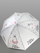 Зонт - трость детский «Единорог», полуавтоматический, 8 спиц, R=47/55 см, d=94 см, белый - Фото 3