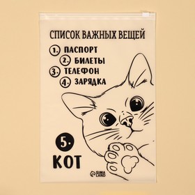 Зип пакет для путешествий «Список важных вещей», 14 мкм, 20 х 29 см. (комплект 20 шт)