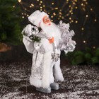 Дед Мороз "В высоком колпачке, в ремешке и с мешком" 30 см, серебристо-белый - Фото 2