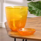 Горшок цветочный с поддоном №3 "Алеб" желто-оранжевый, 1 л - фото 21692821