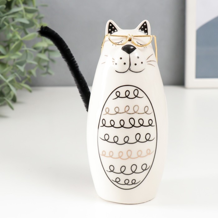 Сувенир керамика "Котик в очках с кучерявым животиком" 6,2х5,8х14 см - Фото 1