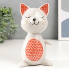 Сувенир керамика "Котик в блаженстве" красно-серый 9,7х8,2х17 см - фото 318977757