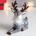 Фигурка керамика «Оленёнок с пуховым ожерельем», серый, 17.2×8.3×14.8 см - Фото 2