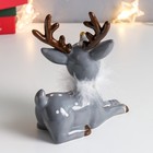 Фигурка керамика «Оленёнок с пуховым ожерельем», серый, 17.2×8.3×14.8 см - Фото 4