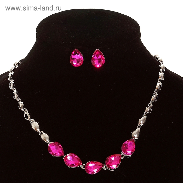 Набор 2 предмета: серьги, колье «Раманио», цвет малиновый - Фото 1