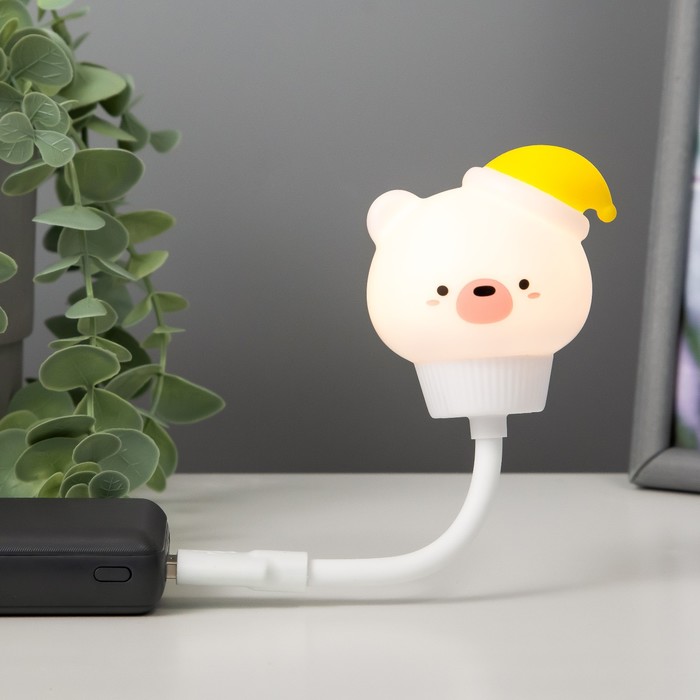 Подсветка для клавиатуры "Мишка" LED ночник USB белый 6,8х6х19 см RISALUX