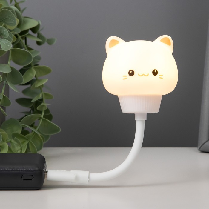Подсветка для клавиатуры "Котенок" LED ночник USB белый 6,8х6х19 см RISALUX - Фото 1