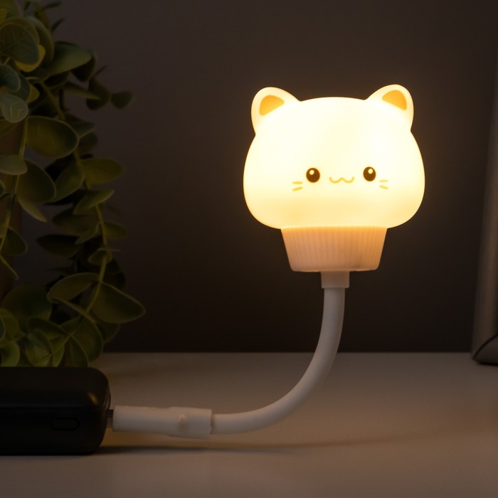 Подсветка для клавиатуры "Котенок" LED ночник USB белый 6,8х6х19 см RISALUX - фото 1897229994