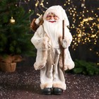Дед Мороз "В пушистой шубе, посохом и мешком" 47 см, белый - фото 9873195