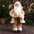 Дед Мороз "В пушистой шубе, колпачке, с подарком" 47 см, бело-золотой - фото 4717542