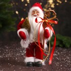Дед Мороз " В кафтане с мехом и узорным посохом" 30 см, бело-красный - фото 3881680