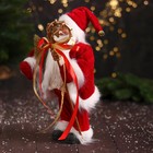 Дед Мороз " В кафтане с мехом и узорным посохом" 30 см, бело-красный - фото 3878141