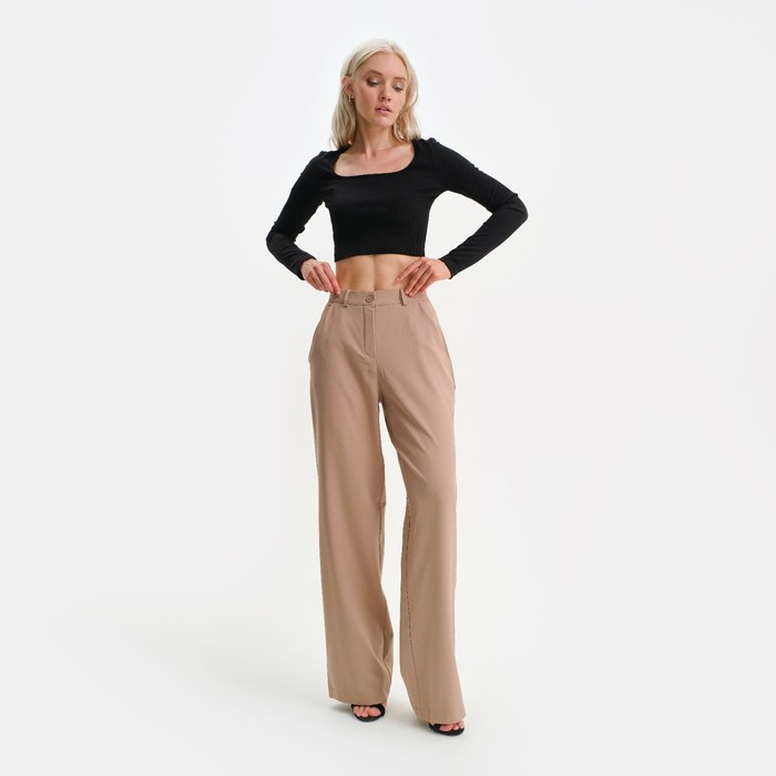 Брюки прямые женские MIST, размер 52, бежевые - Фото 1