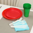 Набор пластиковой одноразовой посуды Не ЗАБЫЛИ! «Светофор», тарелки d=20,5 см, d=17 см, стаканы, вилки, ножи, салфетки, цвет микс - Фото 2
