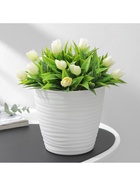 Горшок для цветов с поддоном Saffron, 1.5 л, d=14.6 см, h=13.5 см, пластиковый, белый - Фото 4