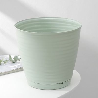 Горшок для цветов с поддоном Saffron, 5.4 л, d=22.4 см, h=20.5 см, цвет светло-зелёный