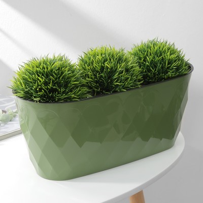 Кашпо для цветов со вставкой Laurel, 5 л, 35,4×15,2×15 см, зелёное