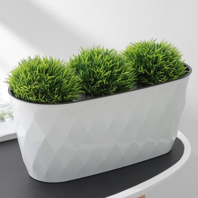 Кашпо для цветов со вставкой Laurel, 5 л, 35.4×15.2×15 см, белое