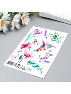 Переводные тату на тело цветные «Калибри в цветах», 10×15 см - фото 43727738