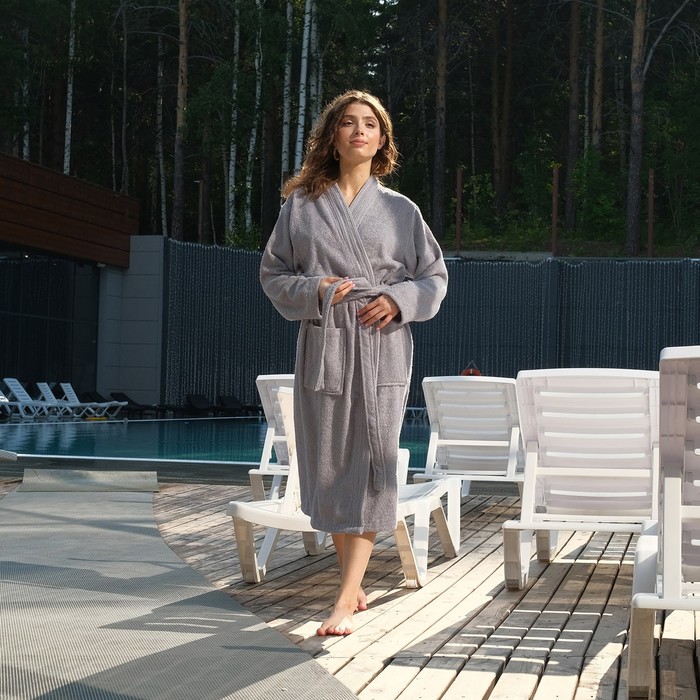 Халат махровый LoveLife «Royal» цвет серый размер 50-52 (L) 100% хлопок, 330 г/м² - Фото 1