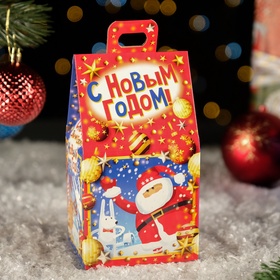 Коробка новогодняя подарочная складная «Каминчик» 9.5?7.5?16.5 см (комплект 10 шт)