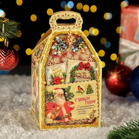 Коробка новогодняя подарочная складная «Столичный» 12×12×17 см