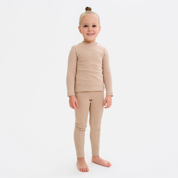 Термобельё для девочки (лонгслив, легинсы) бежевое, рост 104 см