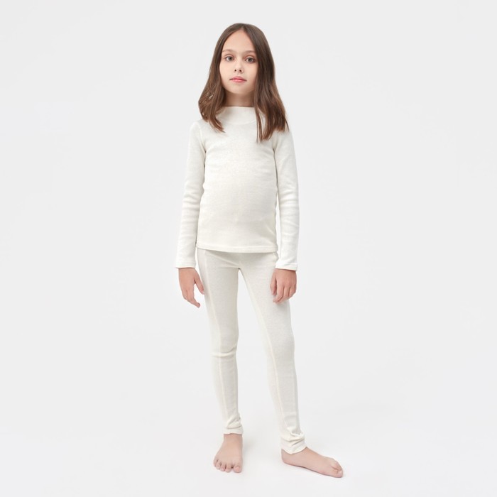 Термобельё для девочки (лонгслив, легинсы), белое, рост 116-122