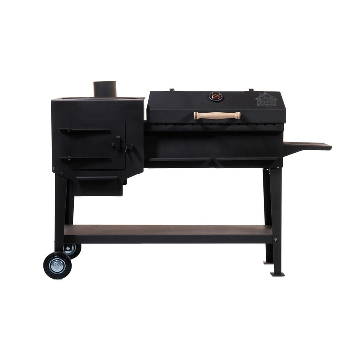 Печь-казан-гриль «Дачный», с термометром, на колёсах, сталь 3 мм - Фото 1