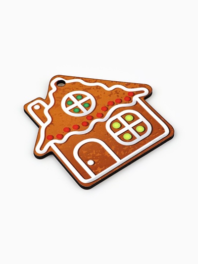 Ёлочная игрушка новогодняя «Домик», хдф, 8.5×7.9 см