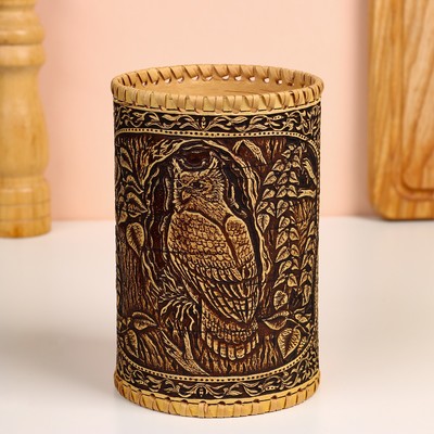 Туес "Филин", 10х10х17см, береста