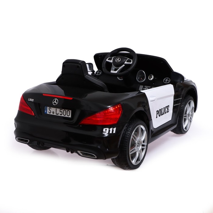 Электромобиль MERCEDES-BENZ SL500, полиция, EVA колёса, кожаное сидение, цвет чёрный - фото 1926471500