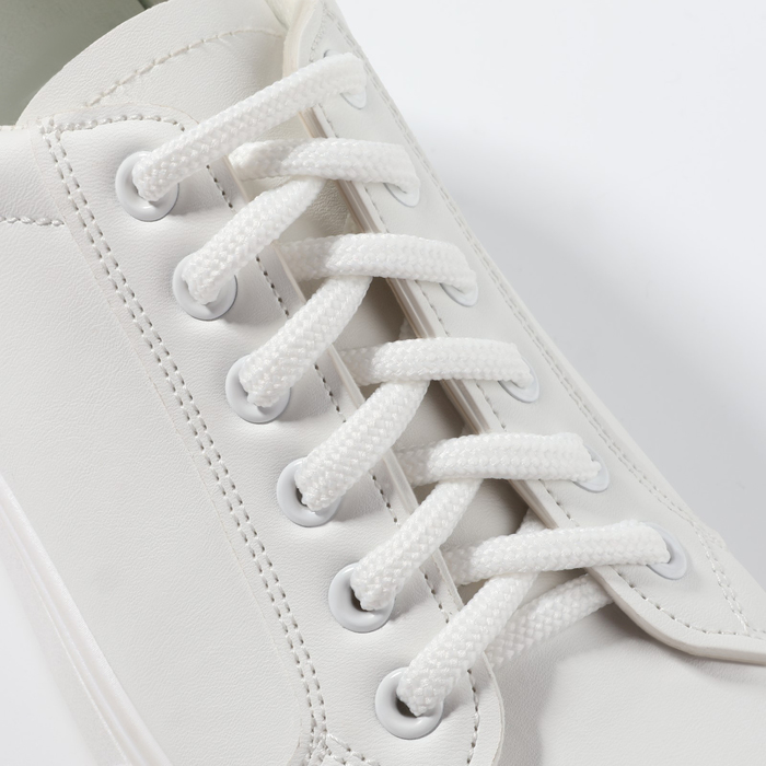Шнурки для обуви, пара, круглые, d = 6 мм, 120 см, фасовка 25 шт, цвет белый - фото 1907495254