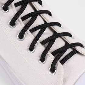 Шнурки для обуви, пара, круглые, d = 6 мм, 150 см, фасовка по 25 шт, цвет чёрный