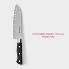 Нож Сантоку кухонный Доляна «Кронос», лезвие 17 см, цвет чёрный 7422019 - фото 9876770